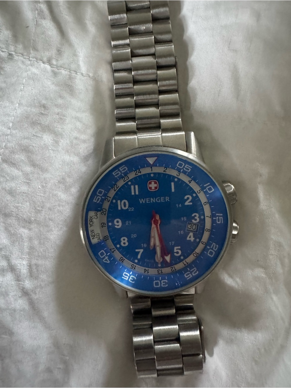 Wenger Men’s Blue Dial Silver Stainless Steel Watch